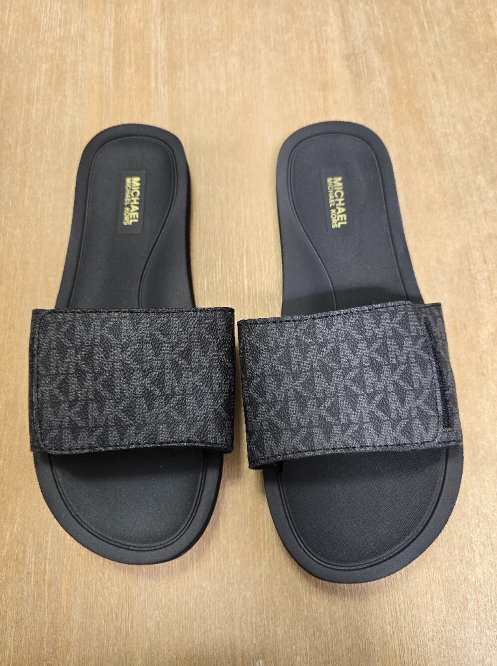 Michael Kors Black Monogram Slide Sandals